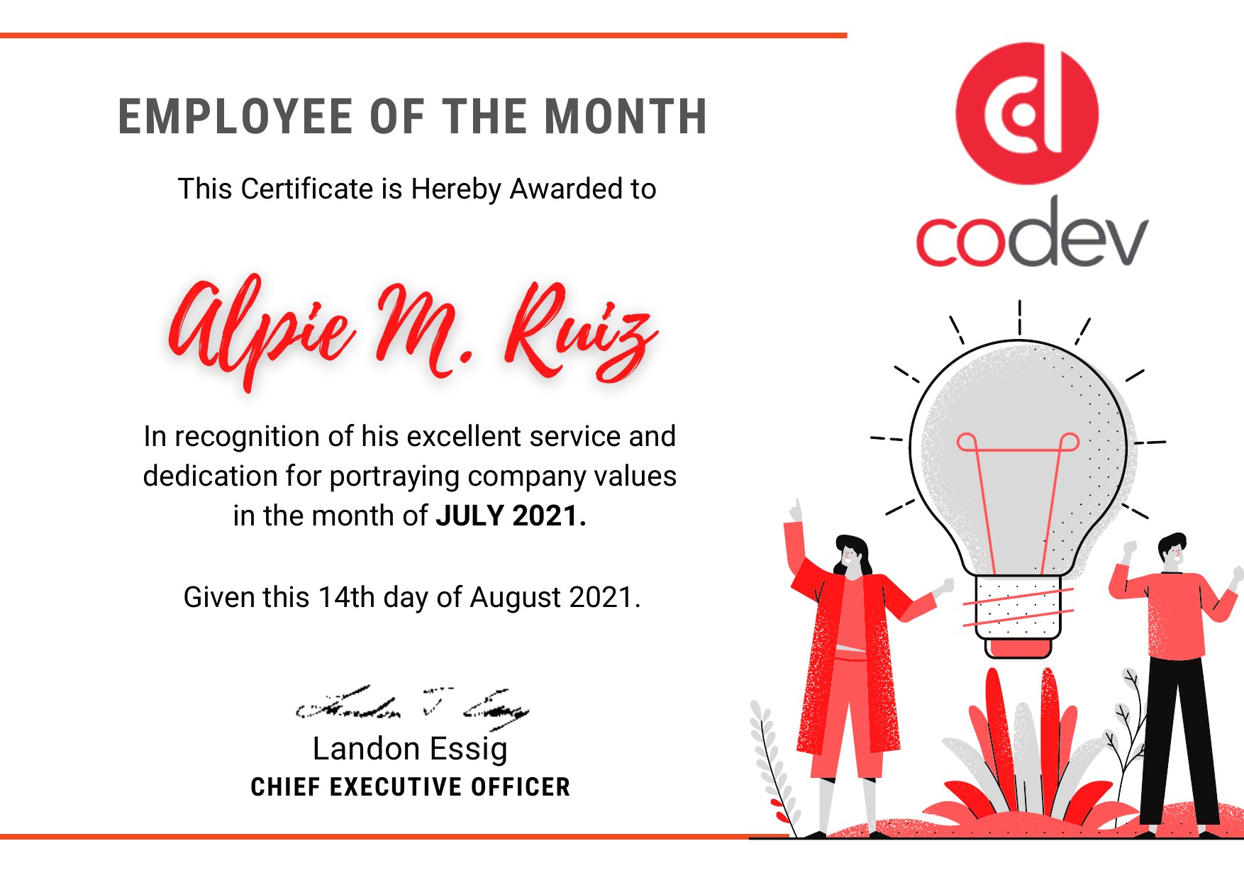 EOM Certificate July 2021