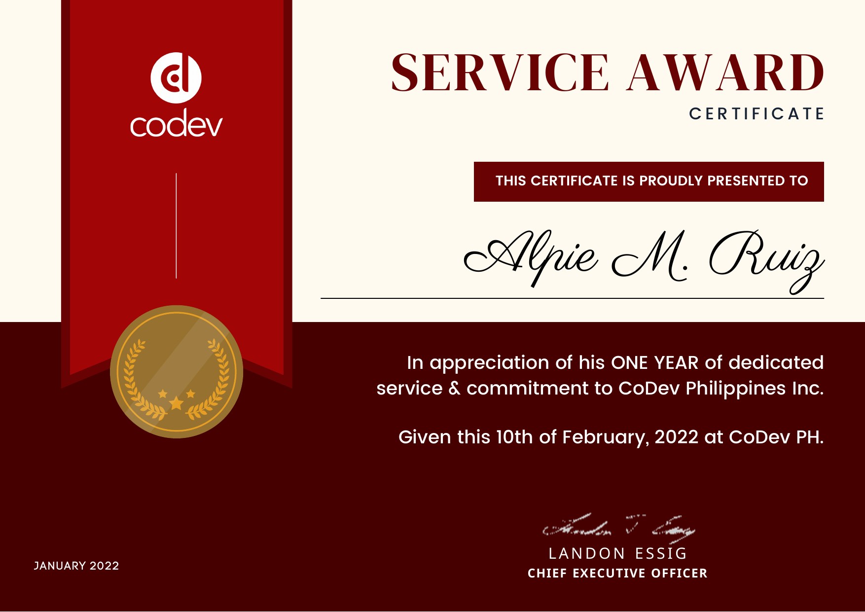 1-Year Service Award